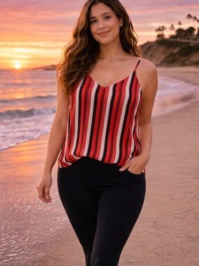 torrid Red and Pink Vertical Stripe Cami Size 1 Plus